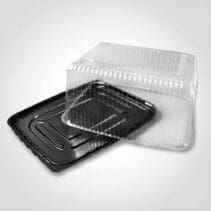 Eighth Sheet Cake Container, Black Base with Clear Lid