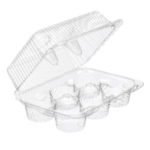 6 count high lid takeout cupcake container