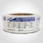 Deli Sandwich Label 1 roll of 500 stickers