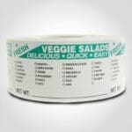 Veggie Salads Label 1 roll of 500 stickers