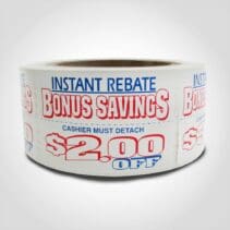 Red, White and Blue $2.00 Off Label 1 roll of 500 stickers