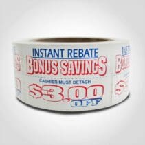 Red, White and Blue $3.00 Off Label 1 roll of 500 stickers