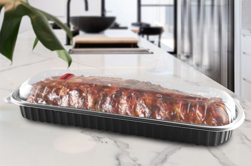 Full slab rib container for takeout 