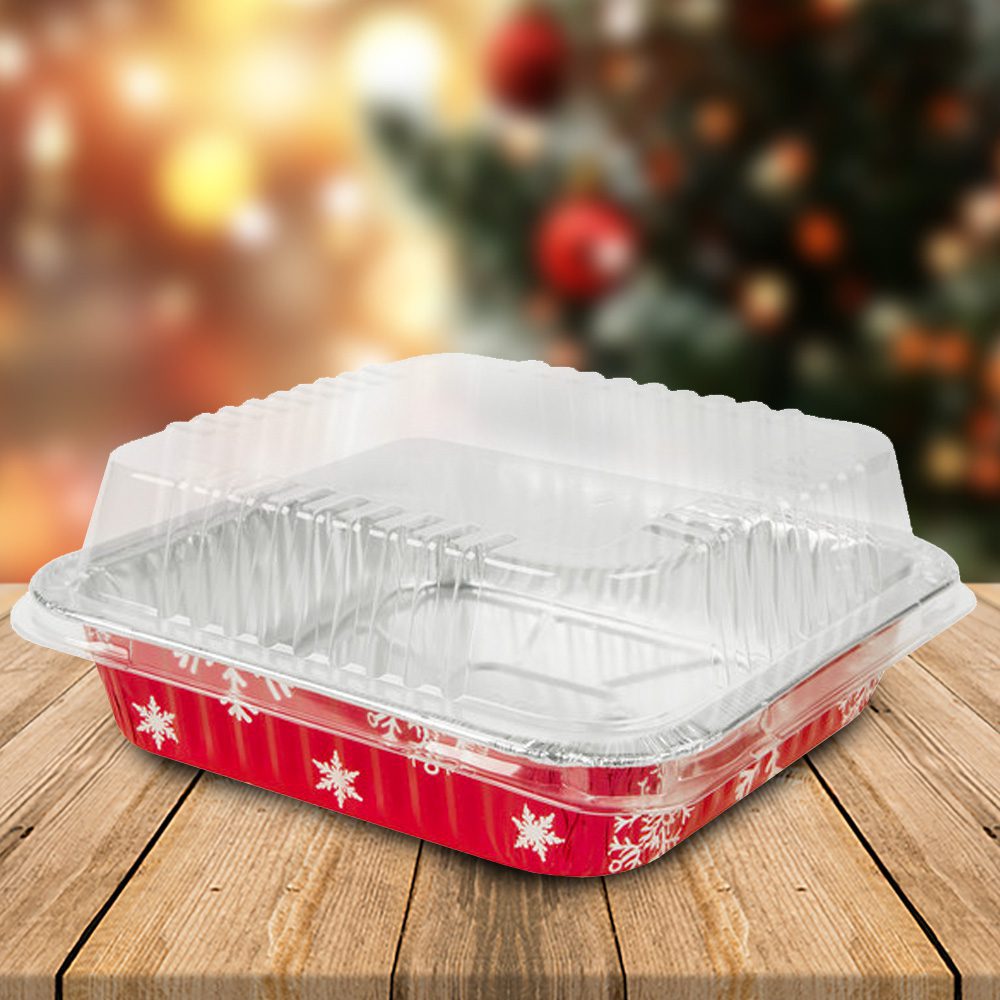 Durable Packaging 8 Round Aluminum Foil Take-Out/Cake Pan w/Clear Dome Lid  - Disposable (pack of 50)