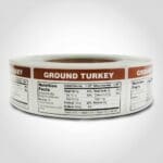 Nutritional Ground Turkey Label 1 roll of 1000 stickers