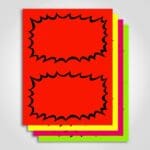 Sign card Blank Ultra Day-Glo Square Cut Bursts 8.5"x 5.5"