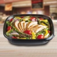 Take-out Salad Containers  64 oz. Black Disposable Plastic Catering Bowl