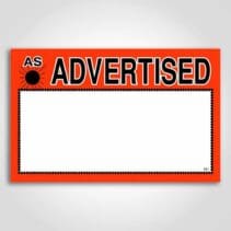 As Advertised Sign 3.5" x 5.5