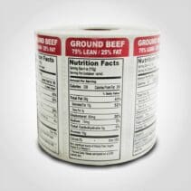 Ground Beef 75% Lean Vertical Label - 1 roll of 1000 stickers