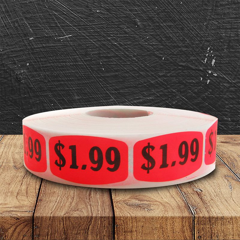 1000 Labels 1.25 Round BRIGHT RED $1.00 Retail Price Point Pricing Stickers  $1