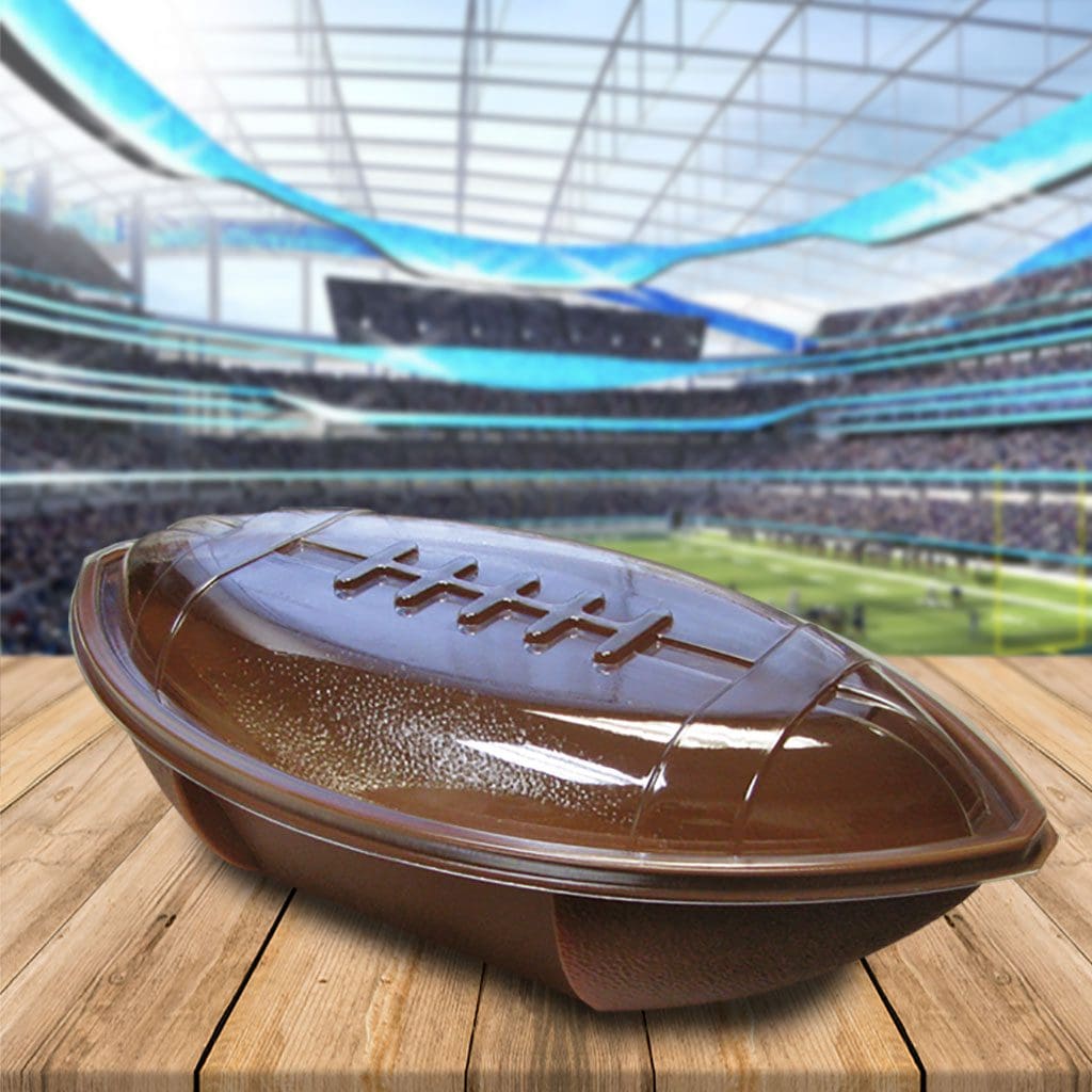 Football Party Trays | Brown Football Snack Tray with Dome Lid