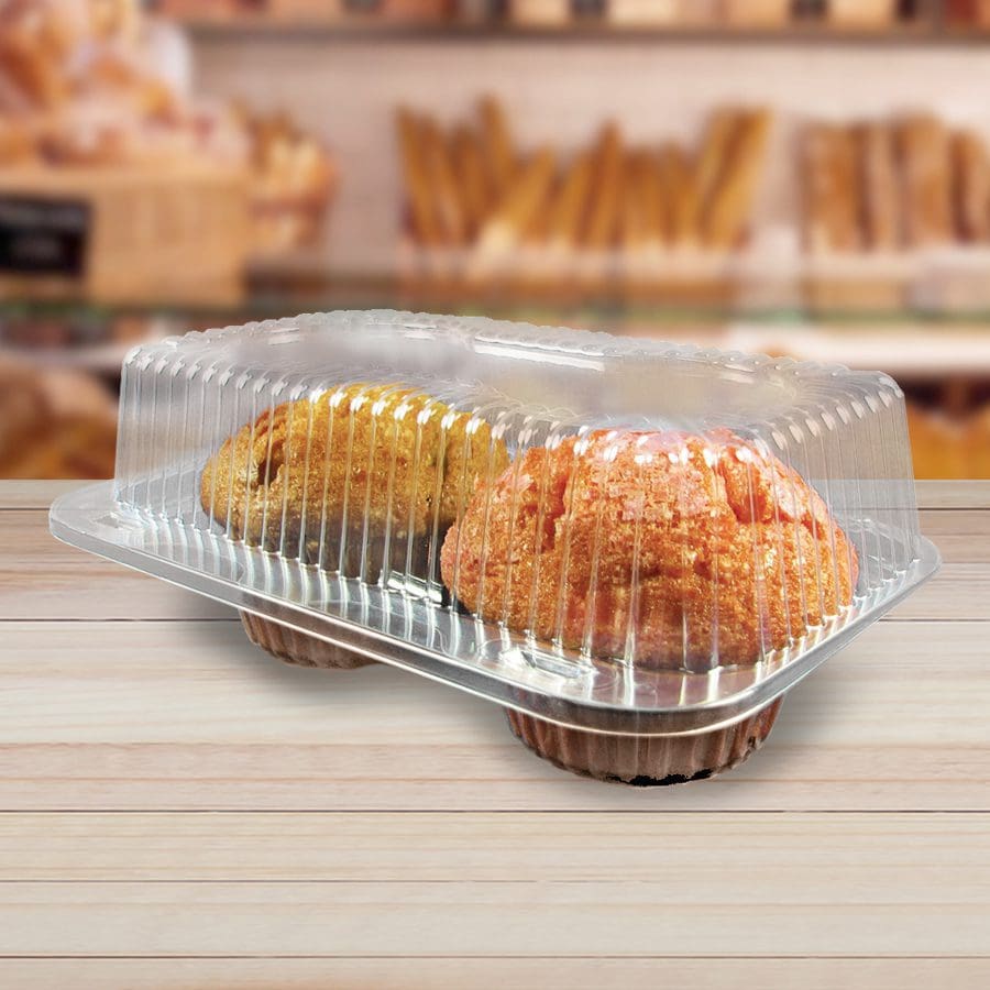 2 Count Premium Clear Clamshell Jumbo Tall Cupcake Container - Case of 200