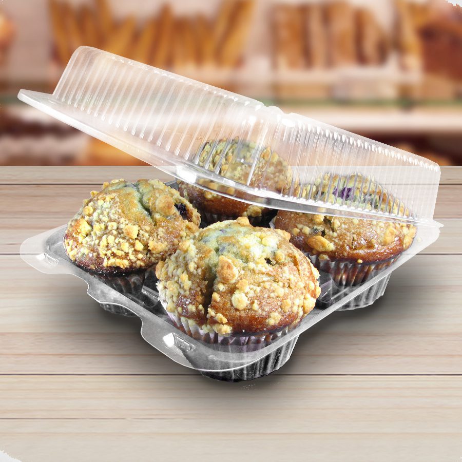 4 Cavity Large Muffin Container - 200/Case