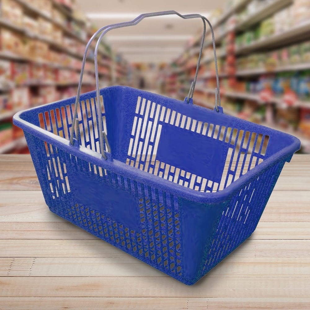 Blue Jumbo Plastic Shopping Baskets 12 PACK