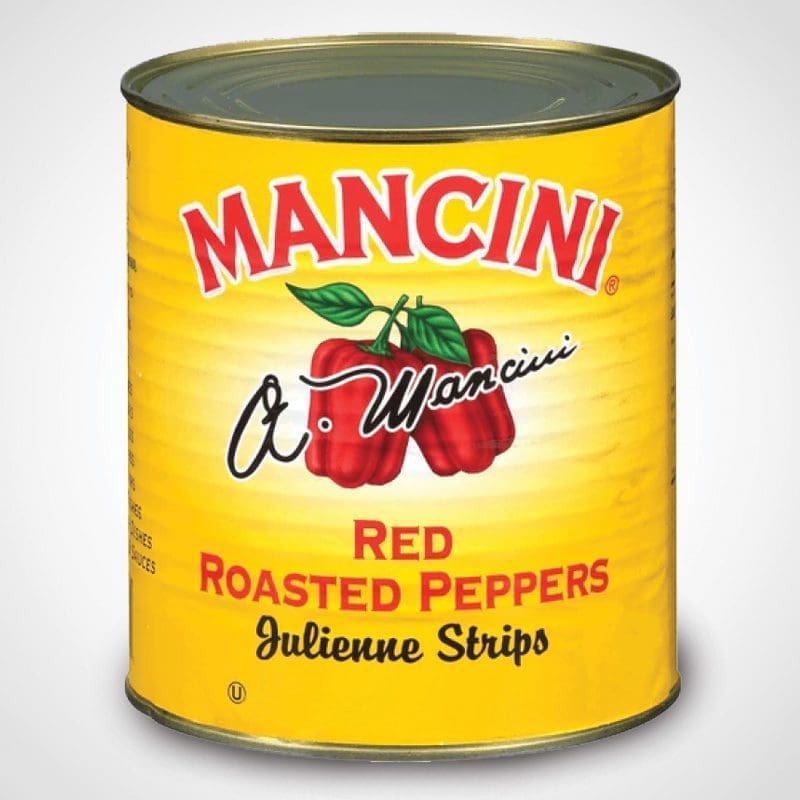 Mancini Roasted Sweet Red Peppers Julienne Strip Oz Can Pack The Brenmar Company