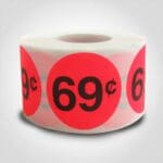 69 Cent Pricing Label - 1 roll of 500 (500040)