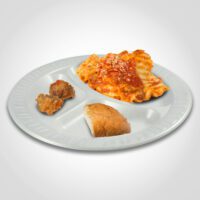 10.25 inch round foam dinner plate with 3 compartments