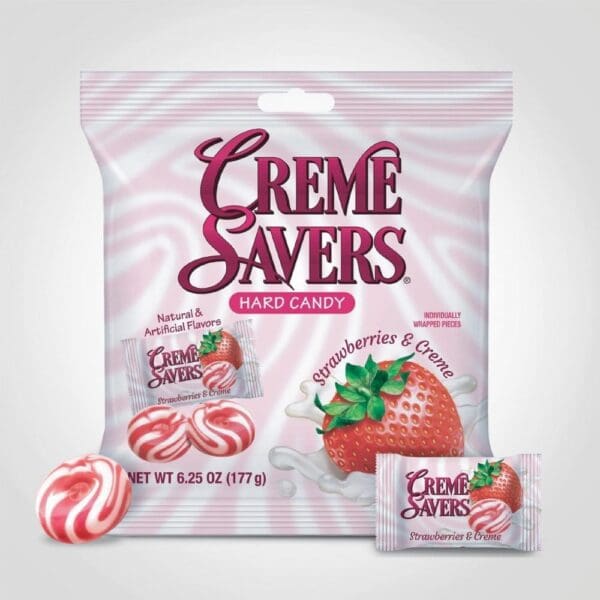 Crème Savers Strawberries and Crème Bag 6.25oz - 12 PACK (49330)