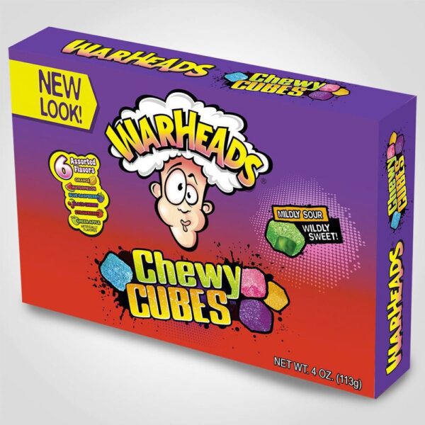 Theater Box, Warheads Sour Chewy Cubes, 4oz - 12 PACK (49462)