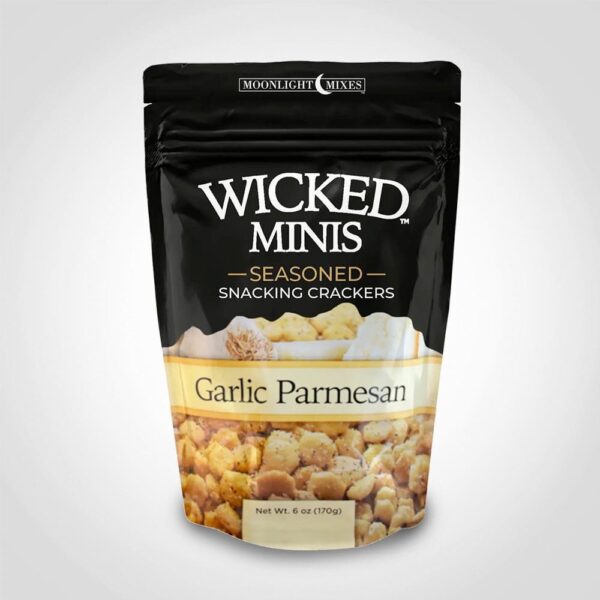 Wicked Minis Garlic Parmensen Flavored Oyster Crackers 6oz Bag - 12 PACK (49559)